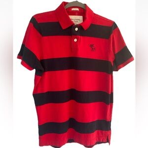 Abercrombie & Fitch‎ Boy’s XL Polo Shirt Red & Blue Striped 100% Cotton